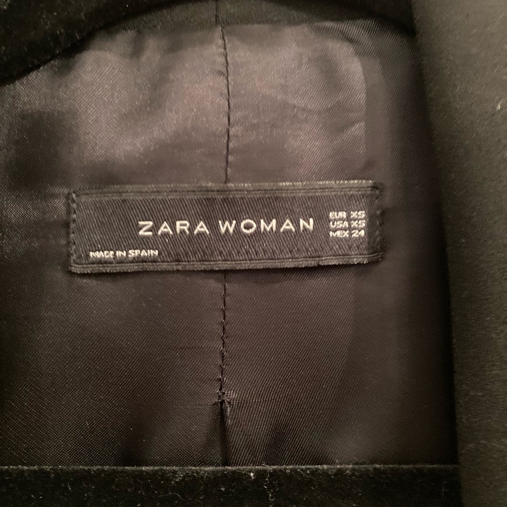 Zara Black Open Front Cinched 3/4 Sleeve Blazer - Picture 13 of 16